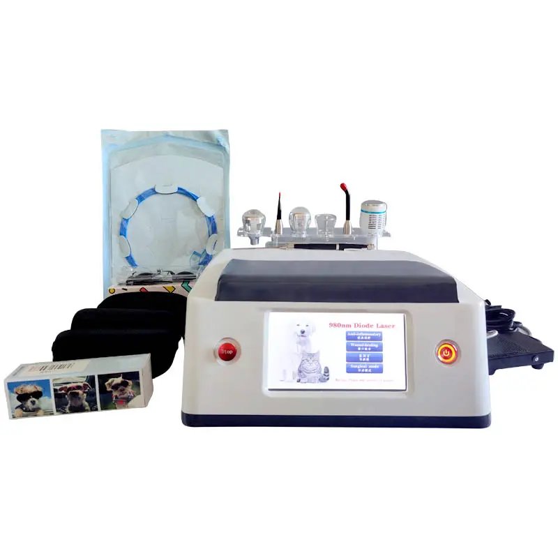 Remove Hair Laser 810nm 980nm Dual Wavelength Diode Laser Infrared Laser For Veterinary Animals Pain Surgical Therapy Veterinary Laser Instrument