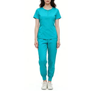 Ensemble de 2 pièces de blouses médicales unisexes à col zippé pour femmes et hommes, extensibles, à séchage rapide, avec logo personnalisé, pour hôpital, infirmières, Sehe Fashion - Product Image 6