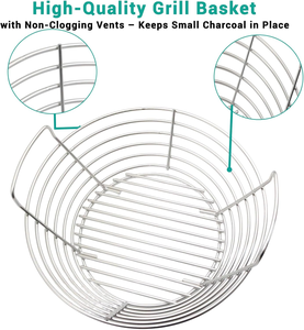 Cesta para ceniza de carbón de acero inoxidable con asas convenientes, <span class=keywords><strong>bandeja</strong></span> de carbón resistente de 14 pulgadas para Big Green Egg Large - Product Image 3