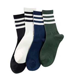 Chaussettes de sport blanches avec bordure rayée, respirantes, pour adultes, usage décontracté, été, chaussettes en coton tricoté respirant - Product Image 2