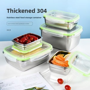 New Fresh-keeping <b>Box</b> Sealed Leak Proof 304 Stainless Steel Lunch Fruit <b>Box</b> with Lid Dumpling <b>Container</b> Refrigerated Storage <b>Box</b> - Product Image 2