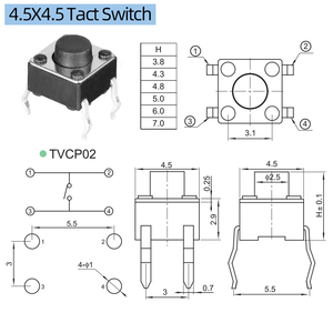 Kejian 구멍 유형 4.5*4.5 복각 촉감 스위치 SMD 재치 스위치를 통해서 4.5x4.5mm - Product Image 4