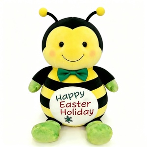 Peluche abeille personnalisée pour Pâques, peluche abeille miellée Joyeuses Pâques, jouet en peluche abeille, cadeau de Pâques, poupée en peluche abeille sur le thème de Pâques - Product Image 4