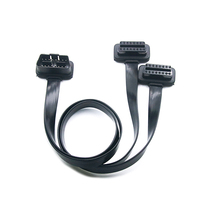 SETOCONT kabel OBD sudut kanan 24V, kabel datar 16P 16C pita diagnostik OBD2 60CM 1 pria ke 2 wanita, kabel OBDII
