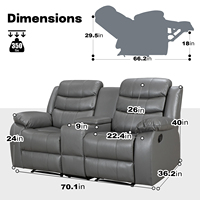 Canapé inclinable moderne à deux places en cuir aérien extensible avec structure en bois pour les vendeurs e-commerce