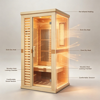 Cabine de sauna infrarouge pour la maison et le commerce, 1-2 personnes, sauna intérieur en bois massif
