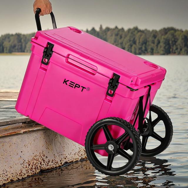 KEPT Rotomolded Cooler 65QT Ice Chest Insulated Cooling Marine Cooler Box for Camping Hunting Fishing Hiking Wheels for Choice