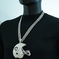 Casque de football des Raiders de Las Vegas (Europe et Amérique) en alliage de zinc, grand pendentif couronne et chaîne en bambou, cadeau unisexe