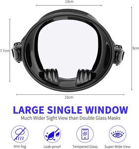 Mascarilla de <span class=keywords><strong>buceo</strong></span> ovalada redonda de color negro, máscara de <span class=keywords><strong>buceo</strong></span> antiniebla con lente de vidrio templado, divertida, cara completa - Product Image 2