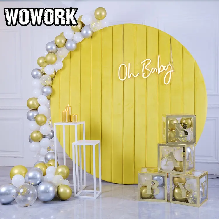 2024 WOWORK display dessert stand shiny iron clear wedding cylinder plinth soporte fondo boda for event party background