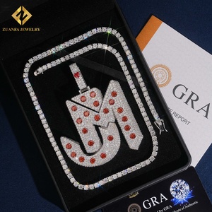 Hip Pop Moissanite Jewelry <b>Iced</b> <b>Out</b> Pendant 925 Silver Moissanite Custom Pendant Sparkling jewelry - Product Image 3