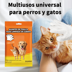 Guantes de tela para limpieza corporal de mascotas con aceite de aloe y jojoba para perros y gatos, sin enjuague ni perfume - Product Image 6