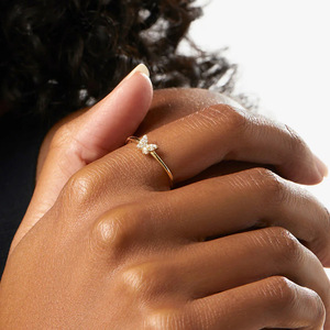 Japanese and Korean Simple Zircon <b>Ring</b> Basic 18K Gold S925 Sterling Silver Niche Design Fashion <b>Thin</b> <b>Ring</b> - Product Image 3