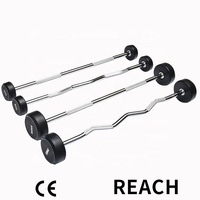 Barre EZ fixe pour curls, 10 kg/20 kg, revêtement en caoutchouc PU noir, ensemble de musculation, vente chaude
