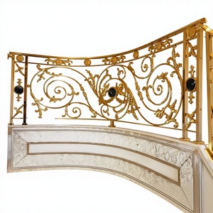 Rampe d'escalier décorative moderne en acier inoxydable doré de luxe, garde-corps intérieur pour hôtel et villa, installation facile, sur mesure - Product Image 1