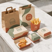 Boîte d'emballage en papier écologique personnalisée pour la restauration rapide - Boîtes en kraft biodégradables résistantes à la graisse pour les hamburgers et les poulets frits à emporter
