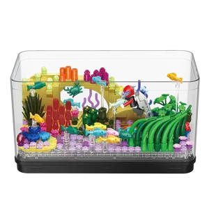 Neue Stile Meereserkundung Fischbecken Blöcke Spielzeug Kunststoff Bausteine Spielzeug für Kinder Kinderfeiertagsgeschenk Heimdekoration