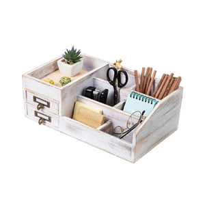 Organisateur de bureau en bois à 2 niveaux avec tiroirs, idéal pour le rangement et la présentation de bijoux - Product Image 3