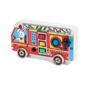 Kit électronique en bois DIY OKYN-G6607 Camion de pompiers, petite création artisanale en bois - Product Image 2