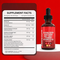 Gouttes liquides personnalisées de Vitamine D3K2 et de Fruit d'Aubépine, Extrait de Cannelle Sauvage de Ceylan, Curcuma et Capsaïcine, Qualité Alimentaire, 60ml