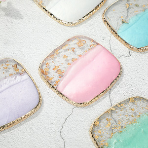 Palette de présentation pour nail art en résine agate, bord doré, pour couleurs mélangées et pointes, plaque de mélange pour vernis gel, support de présentation, outil de manucure - Product Image 3