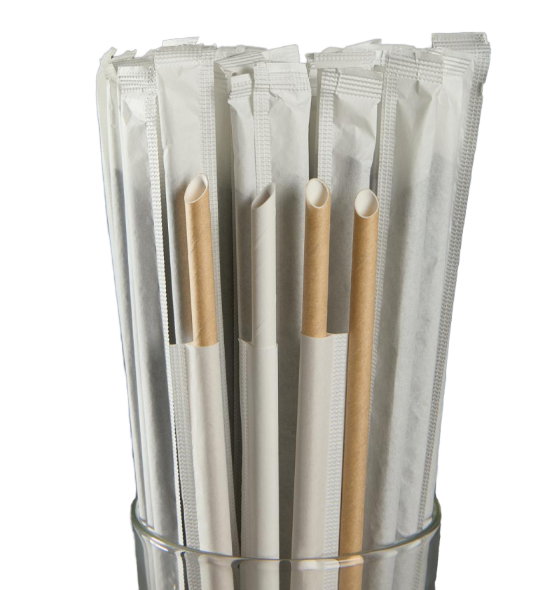 Eco Biodegradable Food Grade Disposable Beverage Accessory Paper Straw 200mm for Milk Pearl Tea Beverage