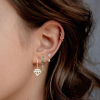 Modischer Minimalistischer Schmuck Vergoldete 925 Silber Zirkonia Blumen-Ohrstecker für Damen