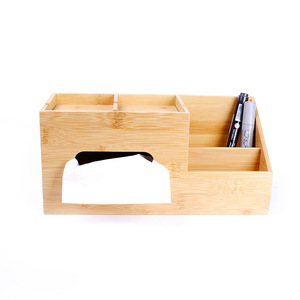 Factory direct wholesale of bamboo remote control <b>storage</b> <b>boxes</b>, living room tissue <b>boxes</b>, multi-compartment <b>drawer</b> <b>storage</b> - Product Image 1