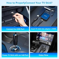 Adaptateur CarPlay sans fil avec fonction de mise en miroir d'écran, connectivité Type-C, support de voiture, pour le marché international