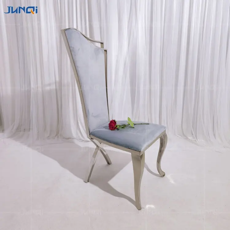 Junqi Wholesale Hotel New Design Modern Gold Stainless Steel Round Back Dining Chair for Banquet and Wedding