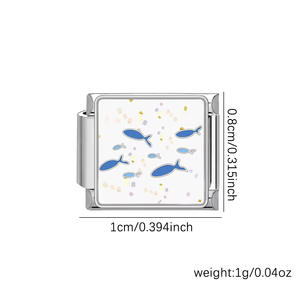 Módulos <span class=keywords><strong>de</strong></span> Dijes para Pulseras Italianas <span class=keywords><strong>de</strong></span> Acero Inoxidable con Incrustaciones <span class=keywords><strong>de</strong></span> Circonita, Diseño <span class=keywords><strong>de</strong></span> Ojo, Luna, Tortuga, Loto y Corazón, Venta Caliente 2025 - Product Image 2