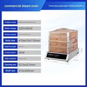 Horno de Vapor de Alta Eficiencia, Unidad Eléctrica Comercial de Sobremesa para Cocinar al Vapor Bollos y Pasteles en Servicios de Alimentación - Product Image 4