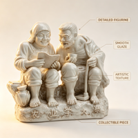 Statue de couple âgé en porcelaine sculptée à la main, sculpture en céramique rétro Dazai pour collection, chambre, cour, ornement de table