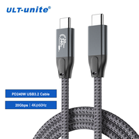 Câble USB Type-C tressé ULT-unite Factory, le plus long, 20 Gbps, 240 W, 5 mètres, meilleur rapport qualité-prix