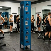 Armoire de rangement en acier robuste pour garage, salle de sport, bureau, école, salle des employés, avec étagères réglables et portes verrouillables