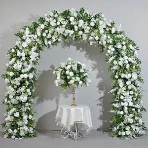 Blanc vert mariage arc toile de fond décor pièce maîtresse Arrangement Floral signe de bienvenue fleur événement fournitures