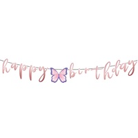 Articles de fête d'anniversaire pour filles sur le thème du papillon : gobelets en papier, nappe jetable, ballons, bannière, vaisselle