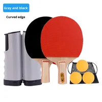 Ensemble de tennis de table portable avec filet réglable, 2 raquettes, kit complet de ping-pong, comprend 3 balles, système de filet rétractable