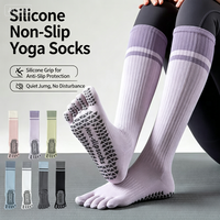 Chaussettes de yoga à 5 doigts pour femmes, chaussettes de compression longues pour mollets, chaussettes de Pilates antidérapantes, chaussettes ODM pour la course, la corde à sauter, le cyclisme