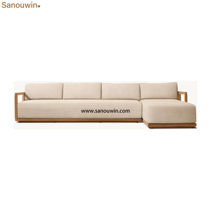 Sillón Seccional Moderno y Duradero de Teca para Exteriores con Brazo Derecho, Estructura Artesanal, Detalle Ranurado y Base de Malla con Drenaje de Agua - Product Image 3