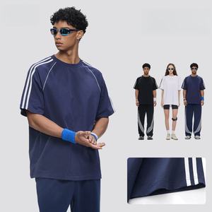Ensemble deux pièces en coton tricoté 240 g/m², T-shirt basique oversize, style Hip Hop Streetwear, respirant, séchage rapide, pour activités de plein air - Product Image 3