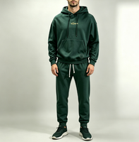 Fabricant de sweats à capuche streetwear haut de gamme, sweat à capuche en coton imprimé thermique 400 g/m², sweat à capuche décontracté surdimensionné vert pour hommes, ensembles de sweats à capuche et de sweat-shirts