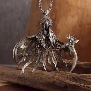 Collana da moto Punk Punk di fascia alta stile Street americano <span class=keywords><strong>falce</strong></span> di <span class=keywords><strong>morte</strong></span> infernale con catena in lega a motivo animale - Product Image 3