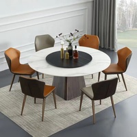 Moderner Esstisch mit Runder Schieferplatte, Sockel aus Kohlenstoffstahl und Optionalem Drehteller für das Esszimmer