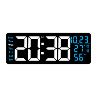 Grande horloge murale numérique électrique en ABS, design abstrait moderne à face unique, affichage LED LUMINOVA multifonctionnel avec semaine et heure d'été