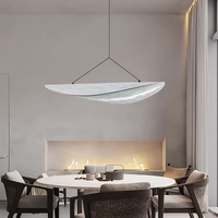 Lustre LED en tissu de soie blanc chaud de style nordique moderne 3500K, lampe suspendue longue pour maison, villa, restaurant, salon