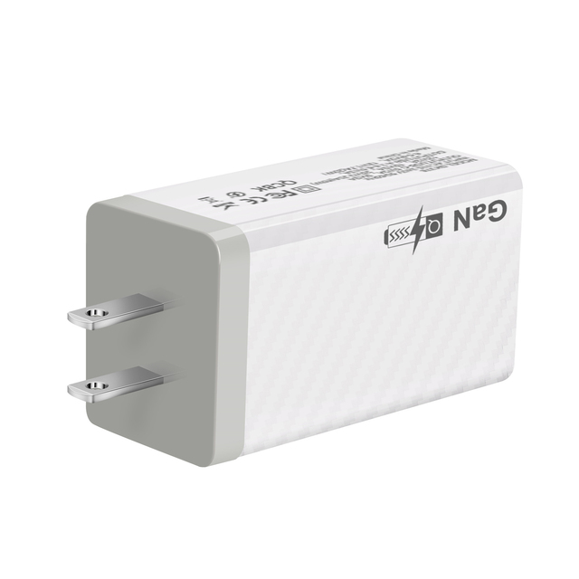 65W 2 Ports USB-C PD GaN Fast Power Adapter Electric Indoor Wall Charger for Mobile Phones Laptops Tablets