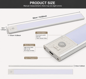 Luz LED Inalámbrica de Aluminio para Gabinete de 50CM, Súper Brillante, Regulable, Recargable, con Sensor de Movimiento, Iluminación Bajo Gabinete, OEM ODM - Product Image 2