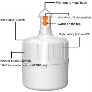 Lampe de camping LED d'urgence <span class=keywords><strong>OLIP</strong></span> E27 rechargeable 10W 5000K lumière du jour, batterie plomb-acide Ra80, autonomie de 50000 heures - Product Image 2