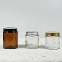 Pot à crème en verre ambré à large ouverture avec couvercle en aluminium, marque Hebei Origin, pour masques faciaux, soins de la peau, stockage, impression personnalisable
